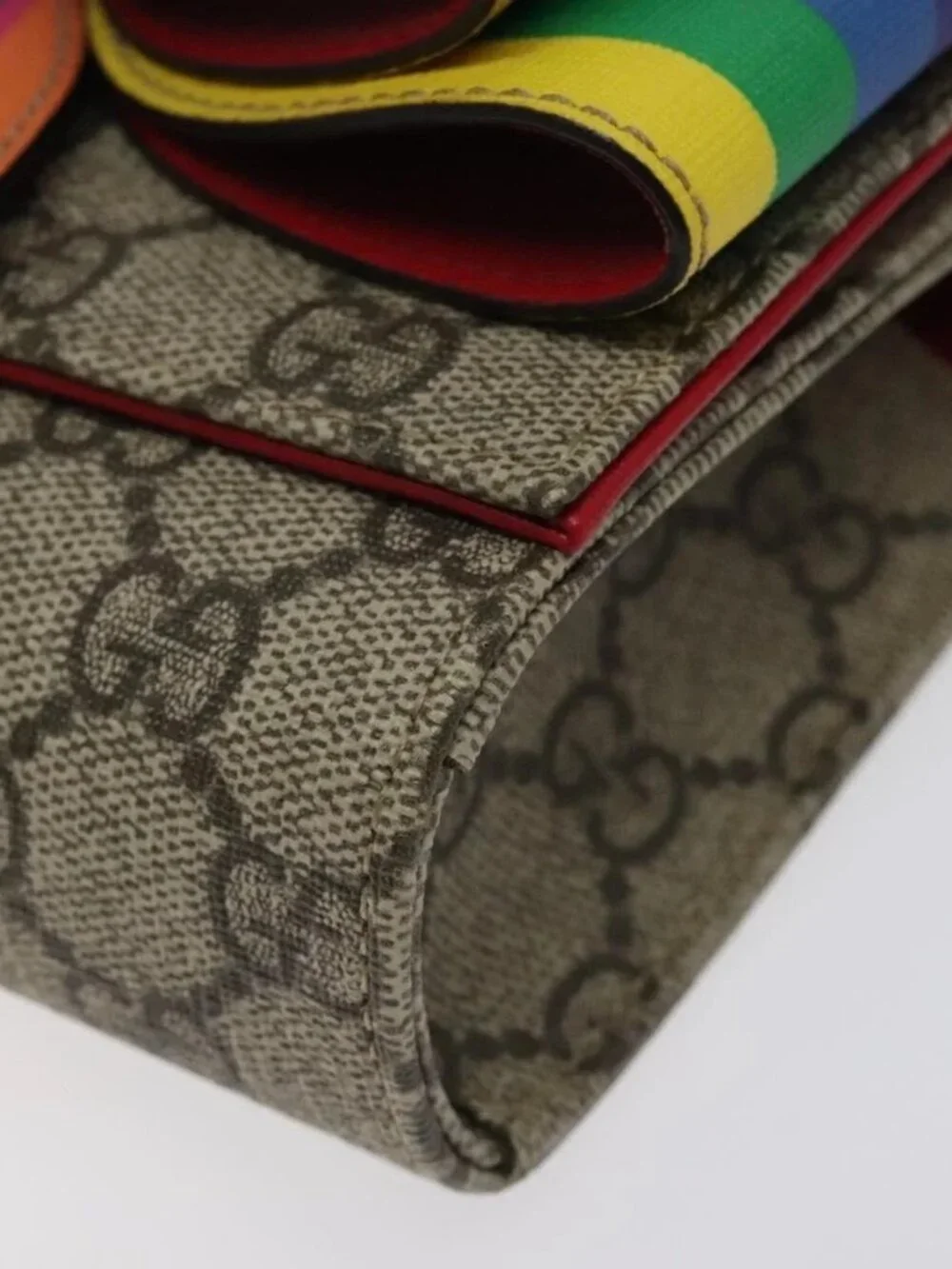GUCCI GG Supreme Sherry Line Children Waist bag PVC Beige Red Navy Auth BD2175